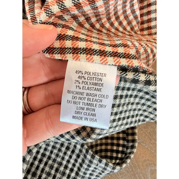 Pearl By Lela Rose Checked Seersucker Shirt Dress Womens Brown Size L - Image 5