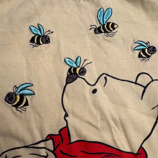 Disney Winnie the Pooh Embroidered Bee Flower T-Shirt Light‎ Yellow POSJ773-4L17 - Image 2