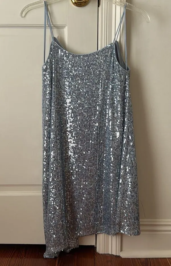 Karlie Blue Sequin Mini Dress - Image 2
