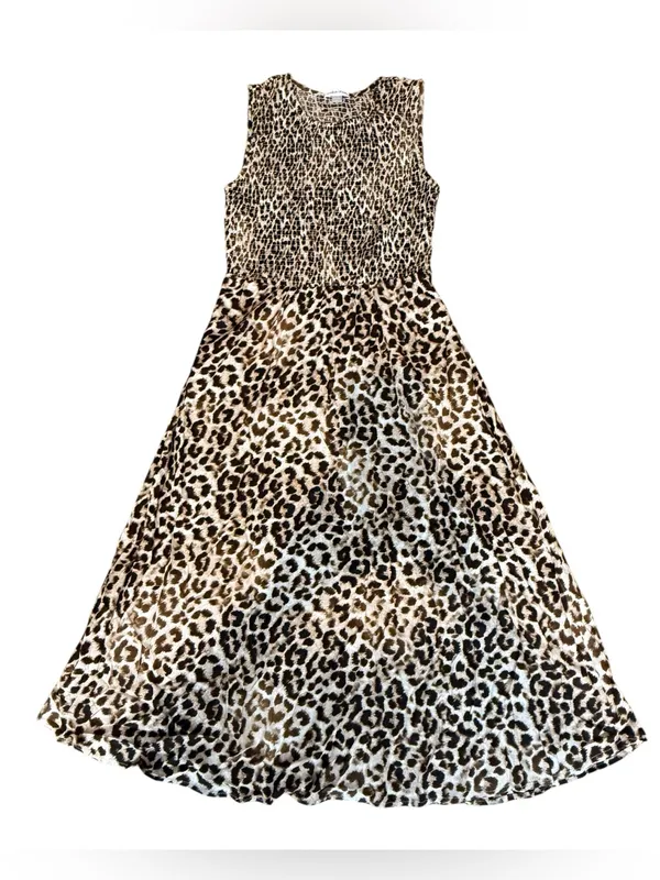 Calvin Klein Leopard-Print Sleeveless Midi Dress - Brown, Black - Image 12