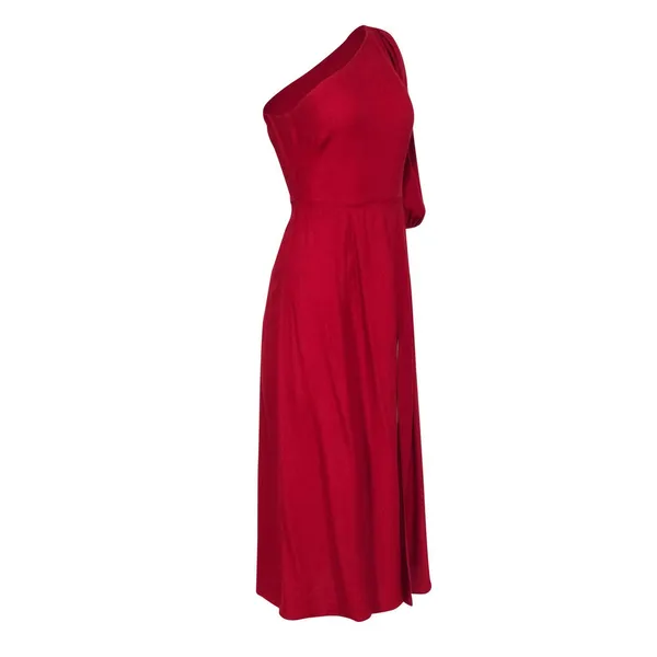 Reformation Dress Sz 2 Red One Shoulder Midi Formal Cocktail Party Wedding Guest - Image 10