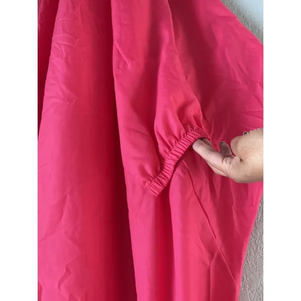 Karen T Design Hot Pink Balloon Bubble Dress Ruffle Midi Boho Flawless‎ OS Plus - Image 3