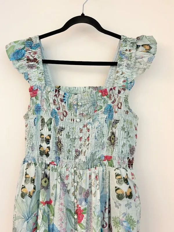 Anthropologie The Peregrine Square-Neck Midi Dress Butterfly Print Size M NWT - Image 5