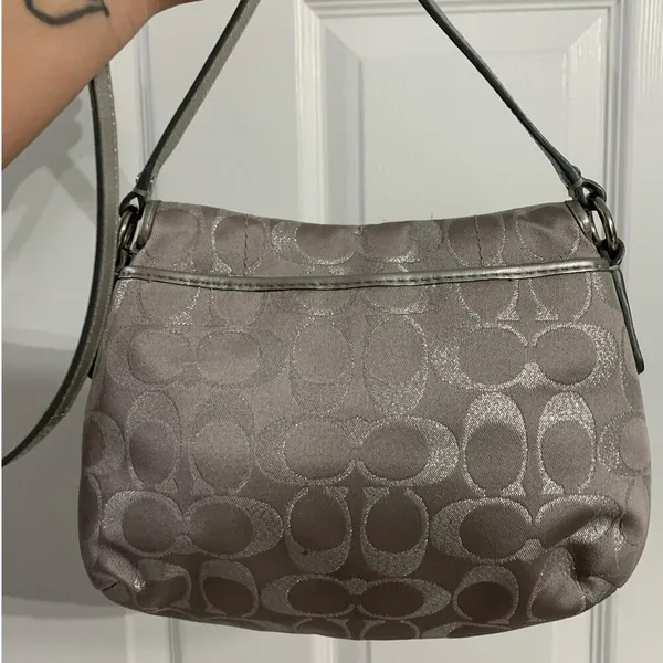 COACH Gray Silver Signature Canvas Crossbody - Image 2