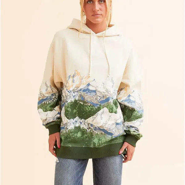 Modish Rebel Mont Blanc Mountain Hooded Sweatshirt – Size Small - Image 2