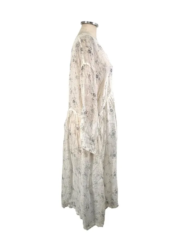 Namsar Linen Gauze Floral Print Oversized Midi Dress Size L/XL - Image 3