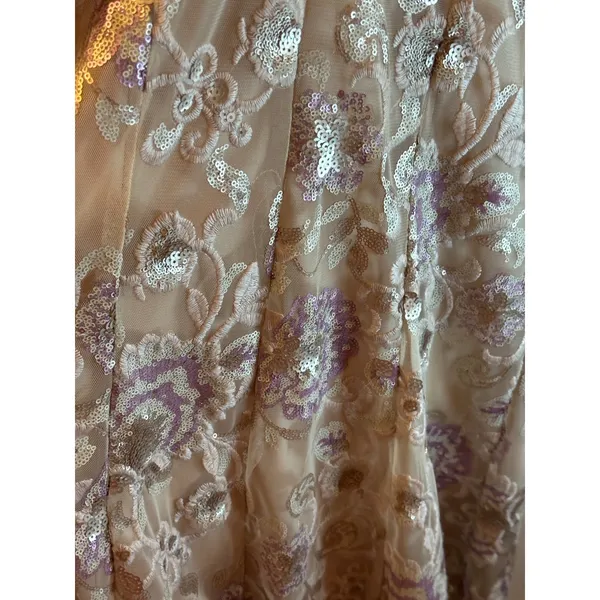Speechless Sequin Floral Embroidery Prom Gown Nude‎ Lavender Gold Size 3 - Image 6