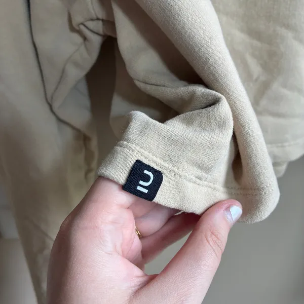 IU Cropped Hoodie 10 Beige Women Raglan Sleeve Cotton Blend - Image 3