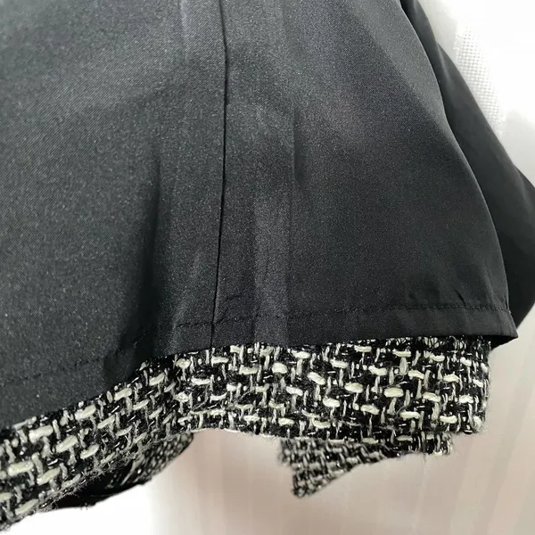 LOFT Petites Tweed Mini Skirt Double Front Patch Pockets Sparkly 8P Black White - Image 7