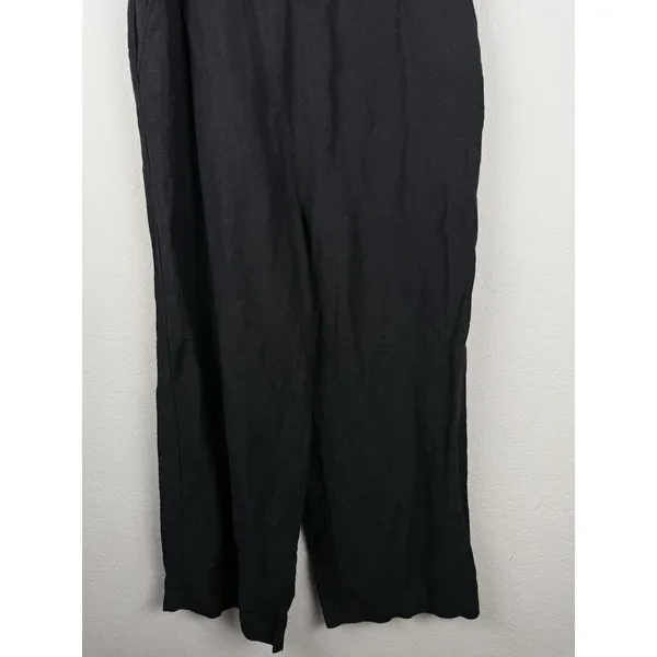 Loft Women's Jumpsuit Black‎ Linen Blend Sleeveless Wide Straight Pockets Size 8 - Image 12