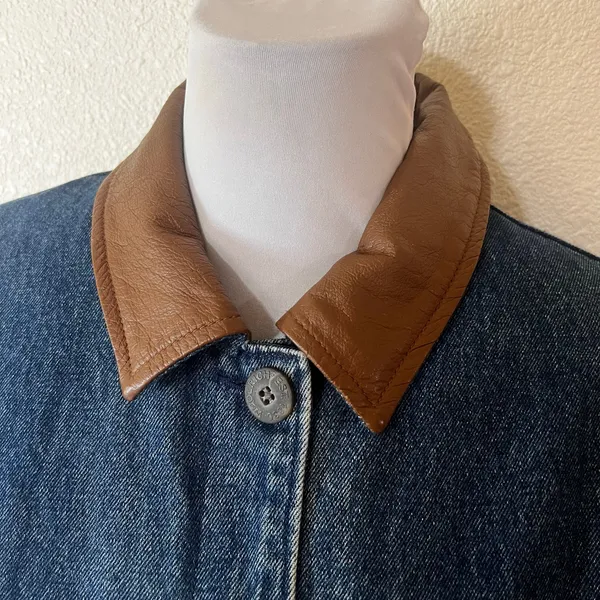 Woolrich Vintage 90s Blue Demin Chore Barn Jacket Fleece Lined WOMENS XL - Image 2