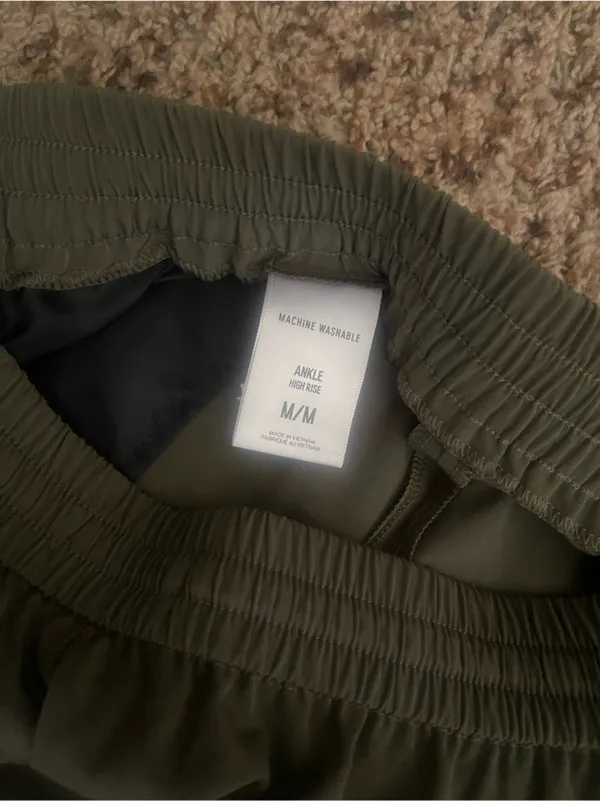 Express Olive Green Drawstring Ankle Joggers - Image 5
