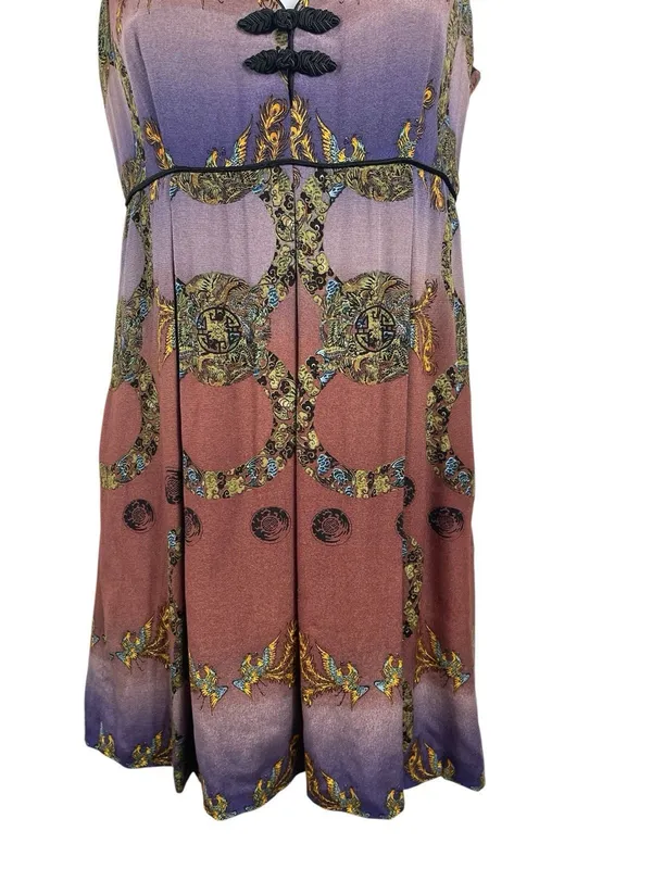 Vintage Y2K Asian Inspired Nicole Miller 2 Empire Waist Sleeveless Mini Dress - Image 3