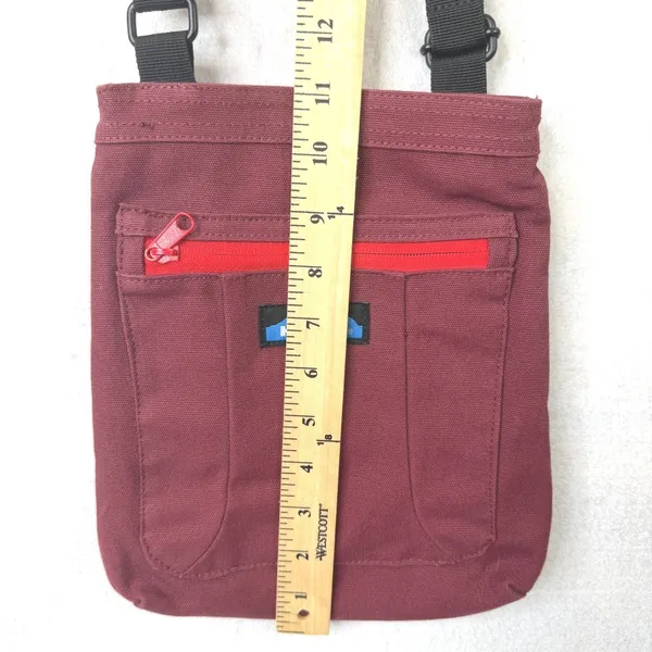KAVU Keeper Crossbody Bag Maroon Small Canvas‎ Rope Strap Gorpcore Hiking Pouch - Image 9
