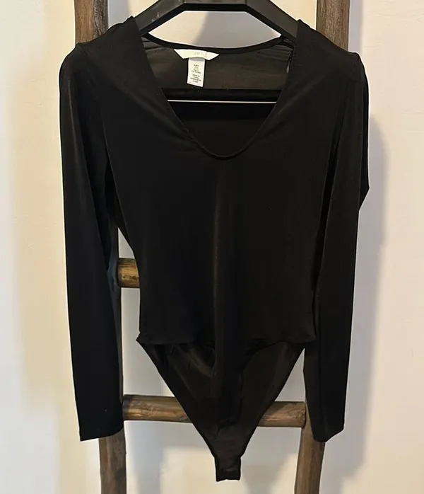 Black Scoop Neck Long Sleeve Bodysuit - Image 5