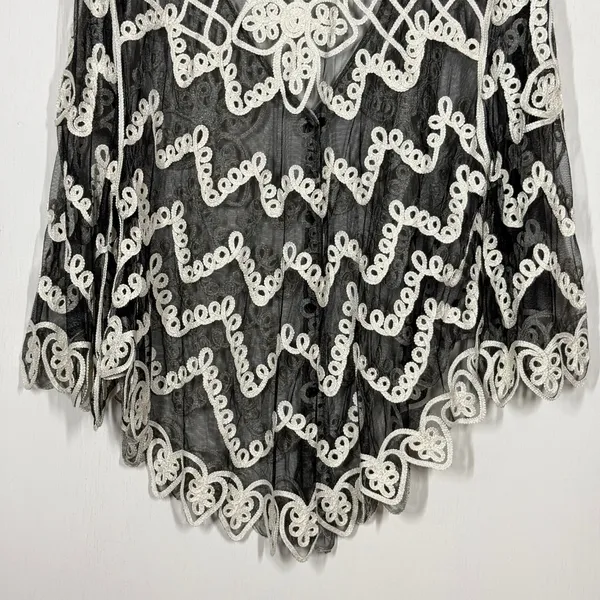Pretty Angel Lace Jacket Topper Size L Black Silk Blend Boho Artsy Whimsygoth - Image 6