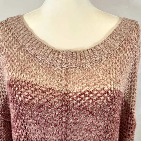Maurice’s pink and purple color block loose knit open stitch sweater size 3X - Image 3