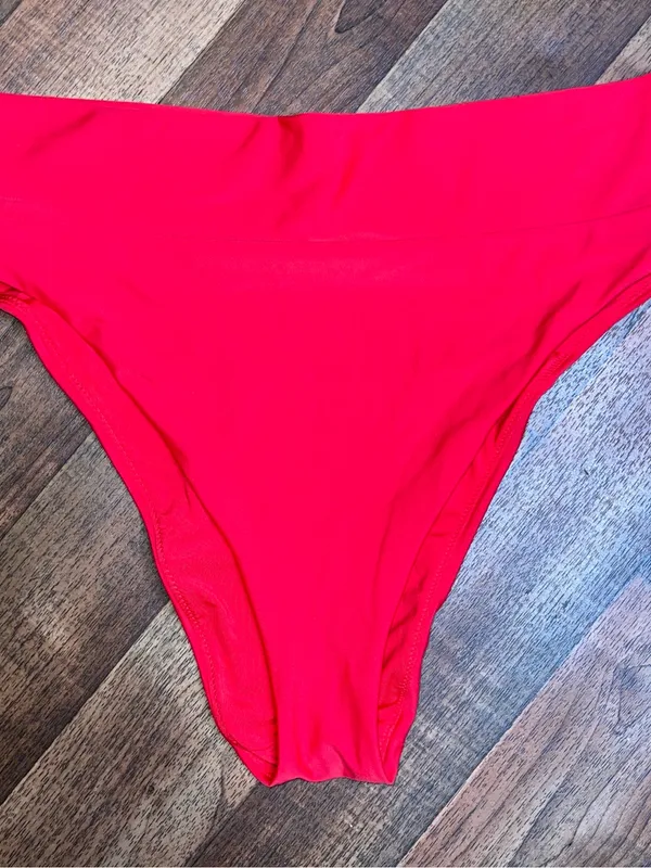 aerie Bright Red High-Cut Cheeky Swim Bottom High Cut Cheeky - Image 2