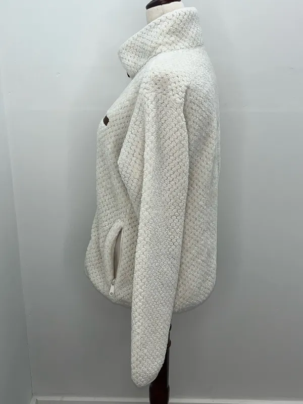 Columbia Sportswear Cream White Full Zip Women’s Sherpa Fleece Jacket Medium - Image 3