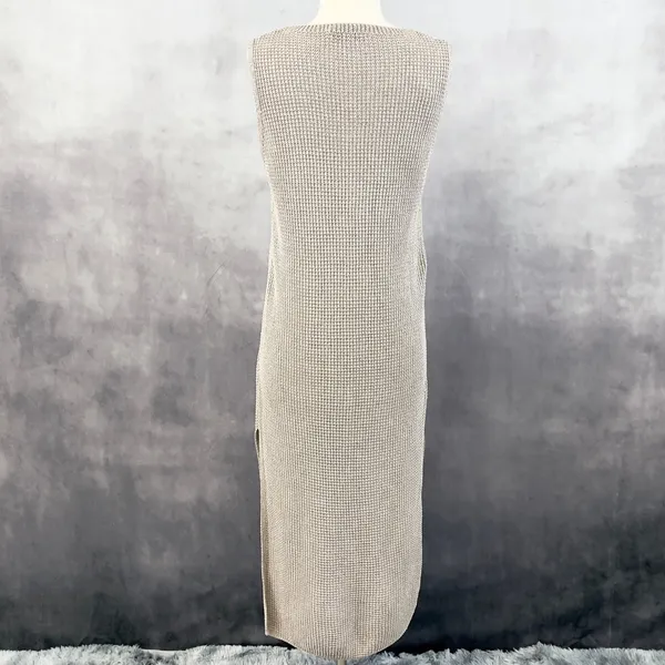 Zara Womens Crochet Knit Dress Small Sleeveless Midi Quiet‎ Luxury Metallic Chic - Image 5