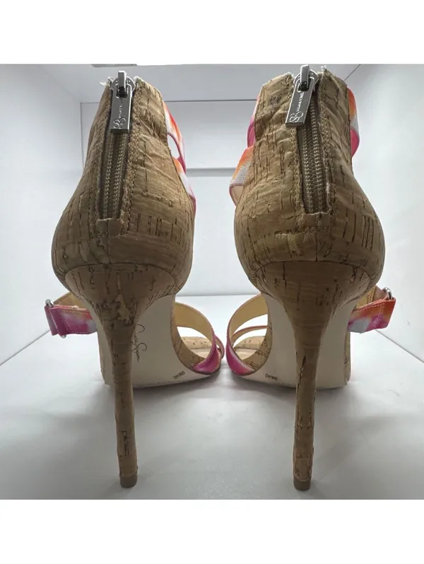 Jessica Simpson Pink Tie-Dye Strappy Cork Heel Sandals - Smo - Image 3