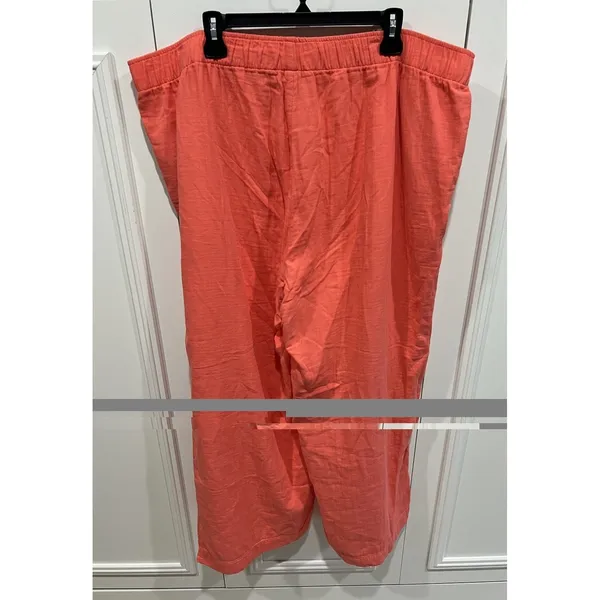 Old Navy Gauzy Cotton Wide Leg Pants Size‎ XXL Coral Pink Pull On Beach Casual - Image 3