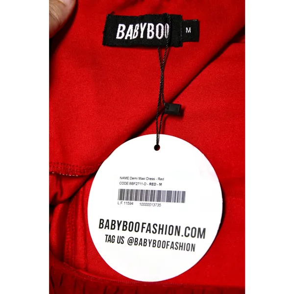 NWT Babyboo Demi Red Ruched High Side Slit Strapless Bodycon Maxi Dress Size M - Image 15