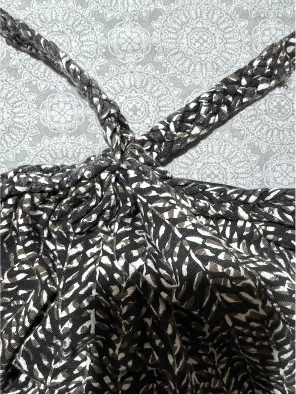 Banana Republic Black and White Patterned Halter Crop Top - Image 2
