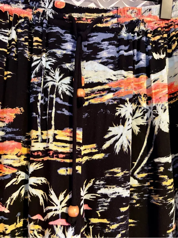 Free People | Floral Tropical Blue Lagoon Wide Leg Lounge Pants, XS - Image 4
