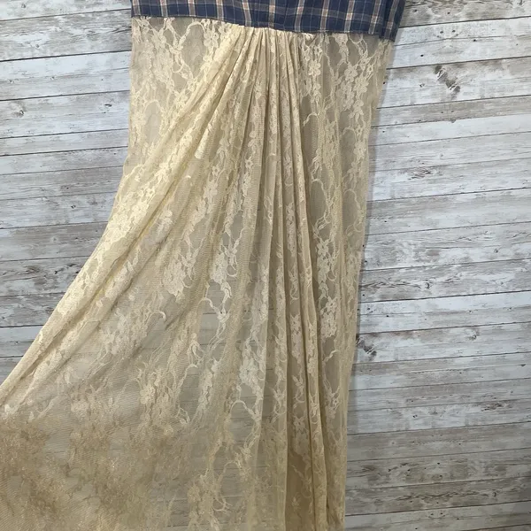 Vtg Gypsy South Atlanta L Reworked Sleeveless Plaid Lace Tunic Vest & Shirt Y2K‎ - Image 14
