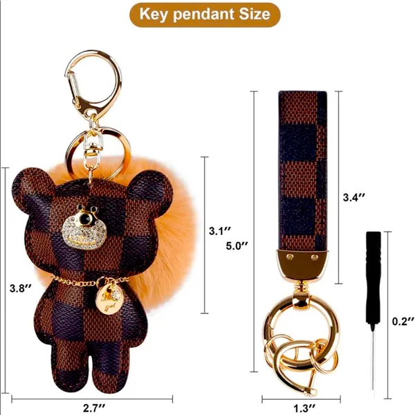 - New Damier style checkered print key fob keychain SAME DAY SHIPPING - Image 3