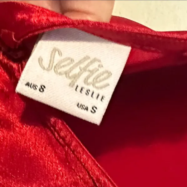 Selfie Leslie Cowl‎ Neck Satin Dress Red Size Small - Image 8