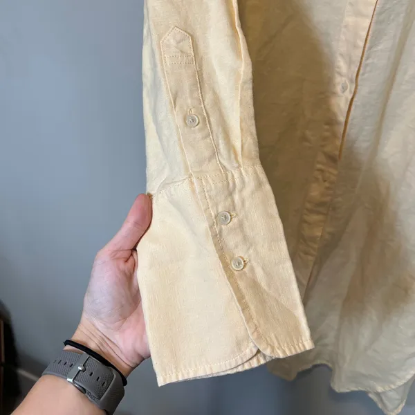 J. Crew Linen Cotton Blend Button Down Beach Shirt Dress Pale Yellow Women's M - Image 3