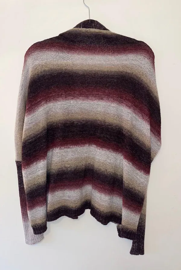Eyeshadow Dark Purple Striped Cardigan - Image 2