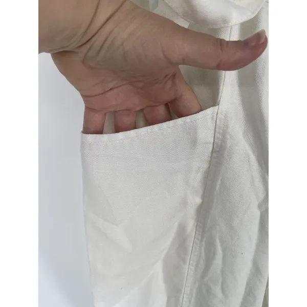 Anthropologie Pilcro Tucked-Knee Tapered Trousers Linen Size 29 White‎ - Image 4