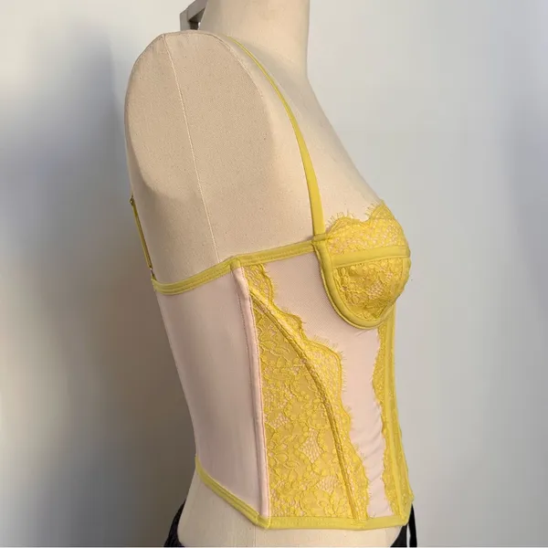 Yellow Lace Bustier Corset - Image 2