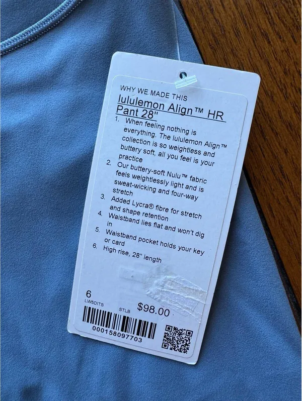 Lululemon Align High Rise 28” Steel Blue Size 6 NWT - Image 4