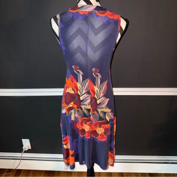 MAEVE BY ANTHROPOLOGIE‎ Tilt Floral Swing Dress Blue Orange XS - Image 4