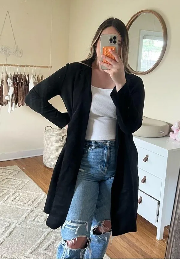 Zara black suede jacket cardigan - Image 2