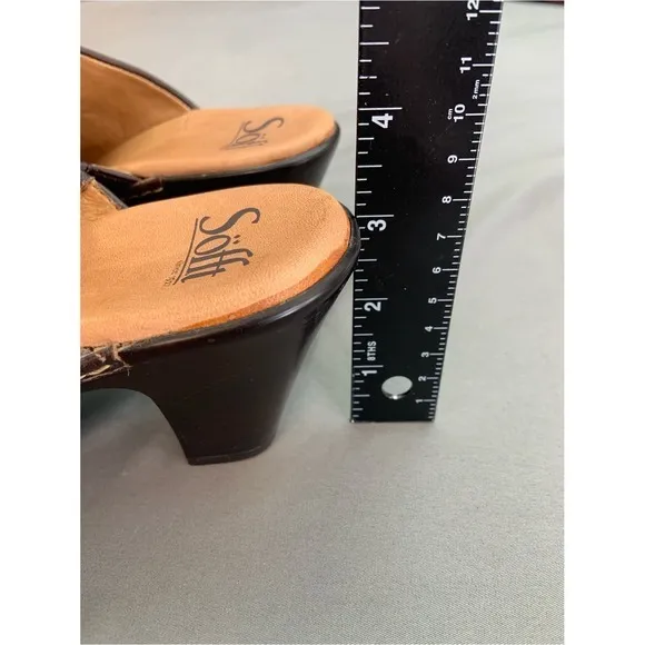 Womens Sofft Balance‎ Brown Leather Slip-On Clogs with Tan Interior - Image 8