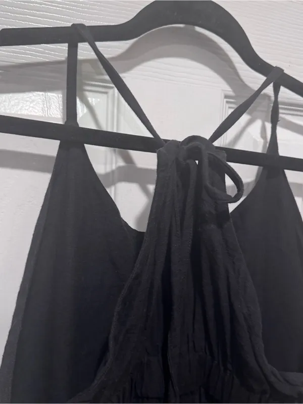 World Market Black Wide Leg Jumpsuit Sleeveless Racer Back Size Medium - Image 5