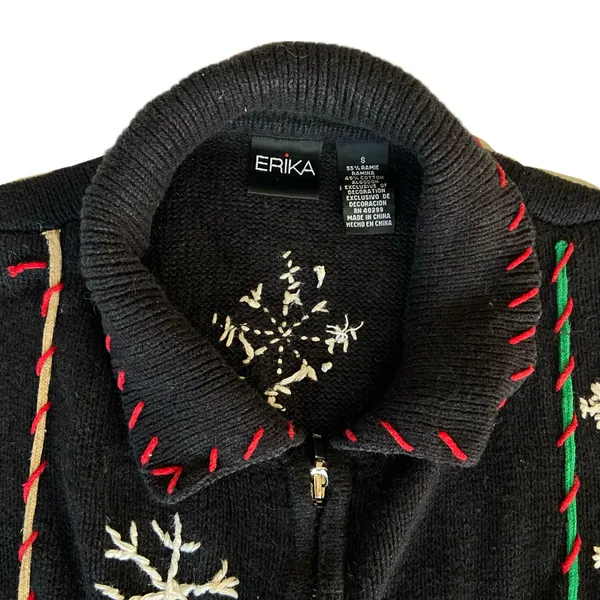 Vintage Holiday Winter Christmas Themed Knit Black Vest 🔥 - Image 2
