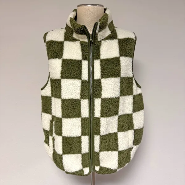 Double Zero Checkered Sherpa Vest - Image 2