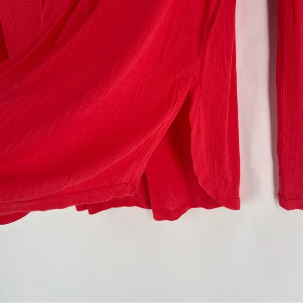 Free People Vibrant Red‎ Ribbed Lace Trimmed Dolman Sleeve Blouse Size M - Image 6