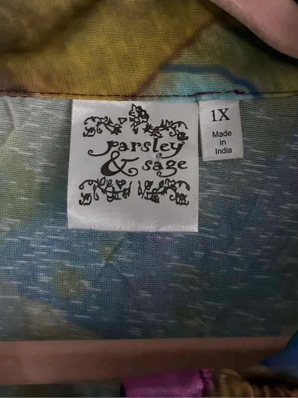 Parsley & Sage Abstract Watercolor Tunic Blouse Art to Wear Size 1X - Image 2