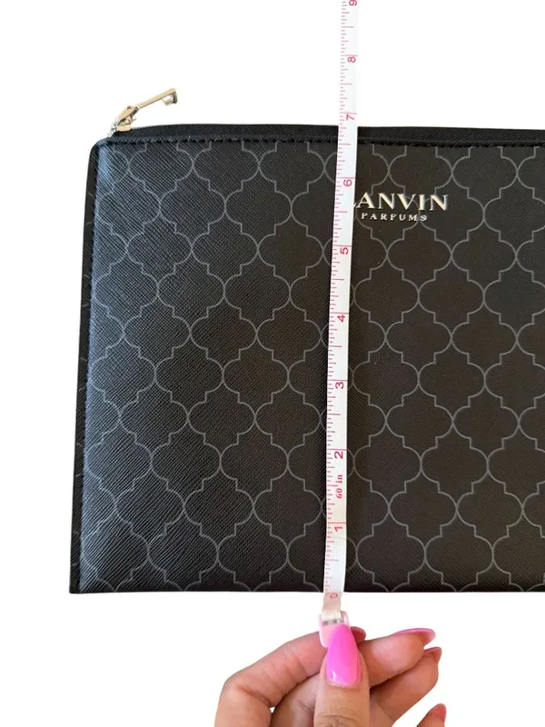 LANVIN Black Patterned Zip Cosmetic Makeup Pouch - Image 5
