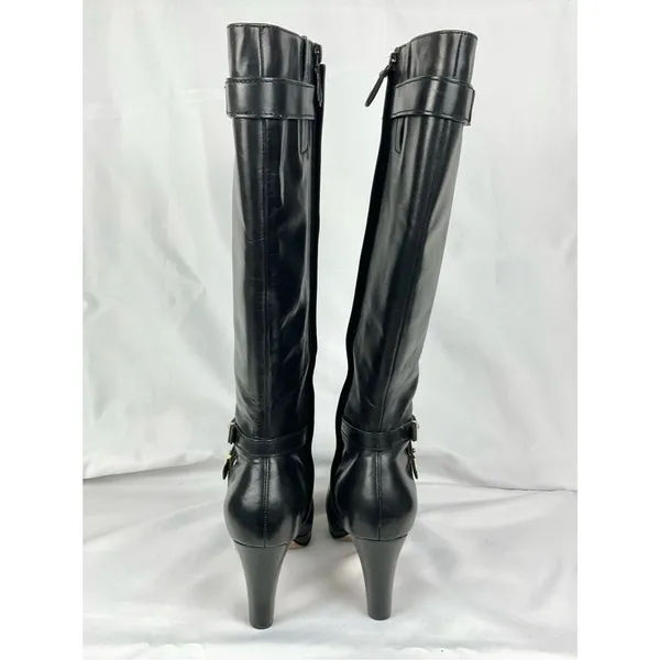 Cole Haan 'Air Cara' Boots High Heel Leather Tall Knee High Black Boot Sz 8.5 - Image 12