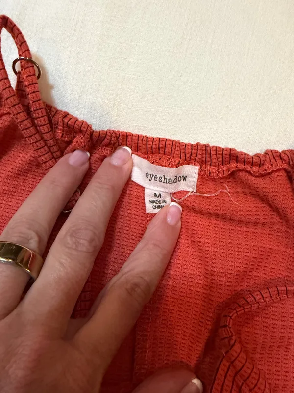 Eyeshadow Rust Ribbed Culotte Jumpsuit Size Medium - Image 3