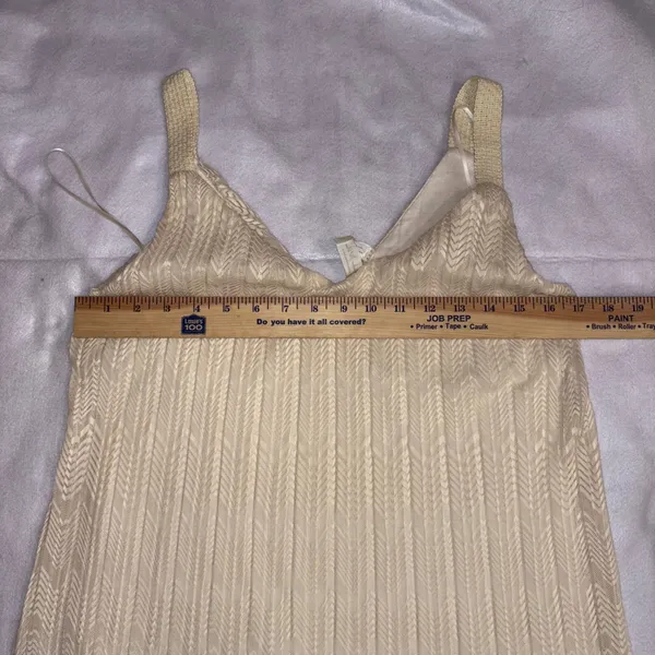 Meadow Rue Anthropologie Prespa Dress Size‎ 6 Cream Sleeveless V-Neck Textured - Image 9
