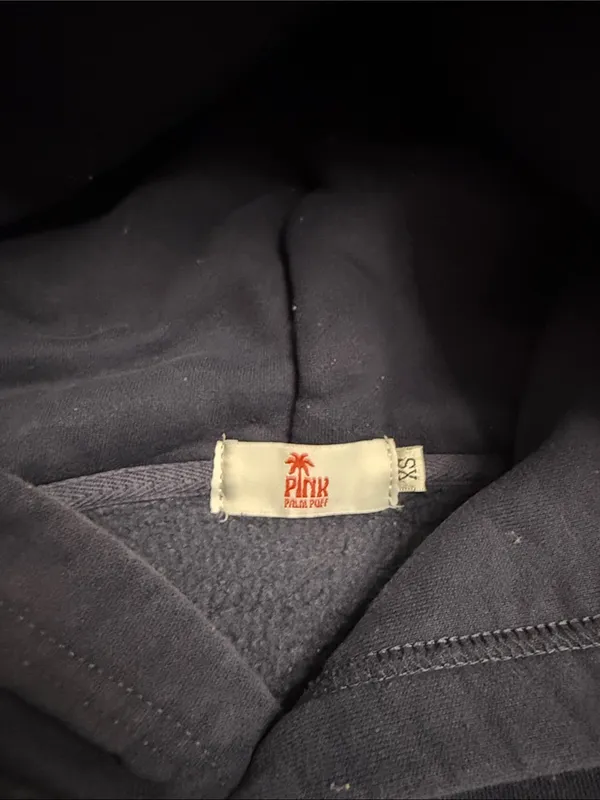 Pink Palm Puff Navy Logo Hoodie - Image 2